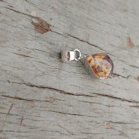 VTG 925 Sterling Pressed Flowers Earrings Pendant SET 🌺 - Picture 5 of 10